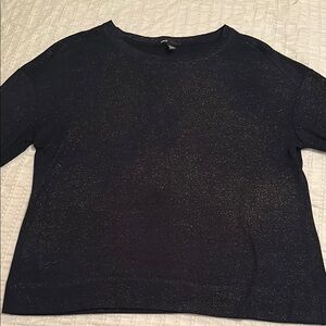 Mango Navy blue and gold jersey top